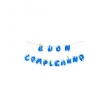 Festone Buon Compleanno Party Go H.23x300 cm azzurro AC0074 (Conf.3)