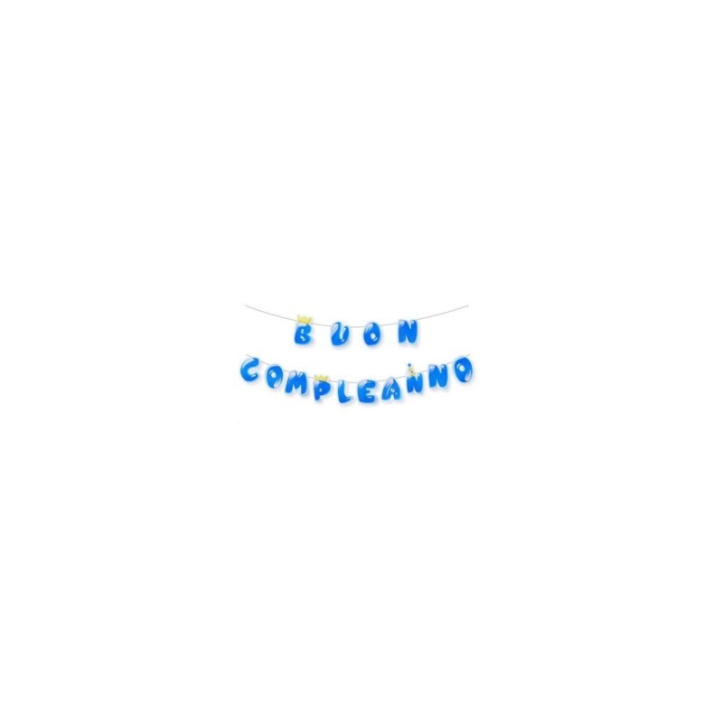 Festone Buon Compleanno Party Go H.23x300 cm azzurro AC0074 (Conf.3)