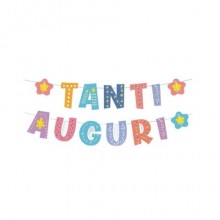 Festone Buon Compleanno Party Go H.23x300 cm colori assortiti CA0126-T (Conf.3)