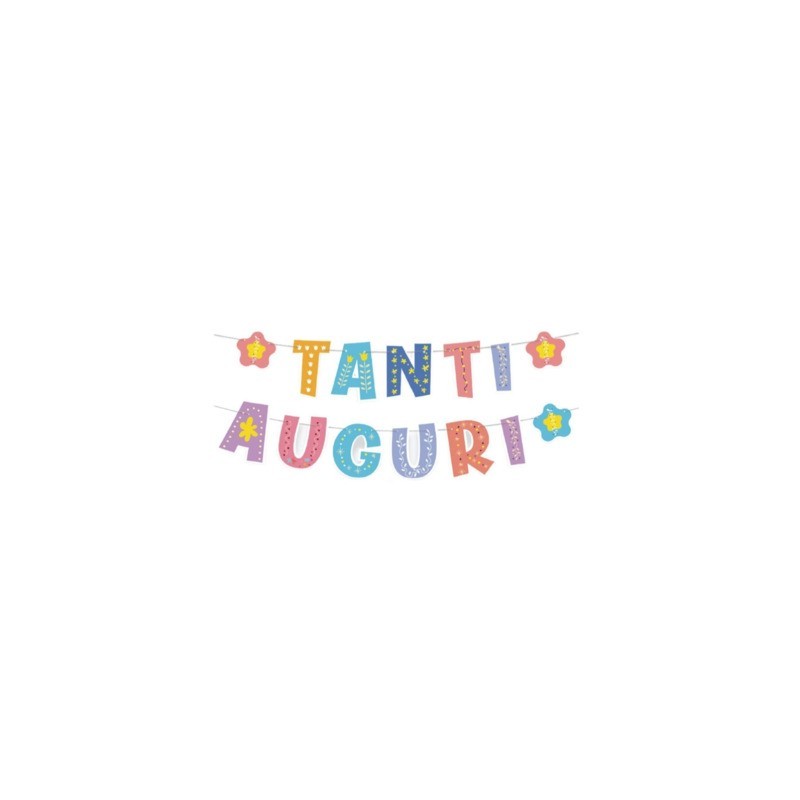Festone Buon Compleanno Party Go H.23x300 cm colori assortiti CA0126-T (Conf.3)
