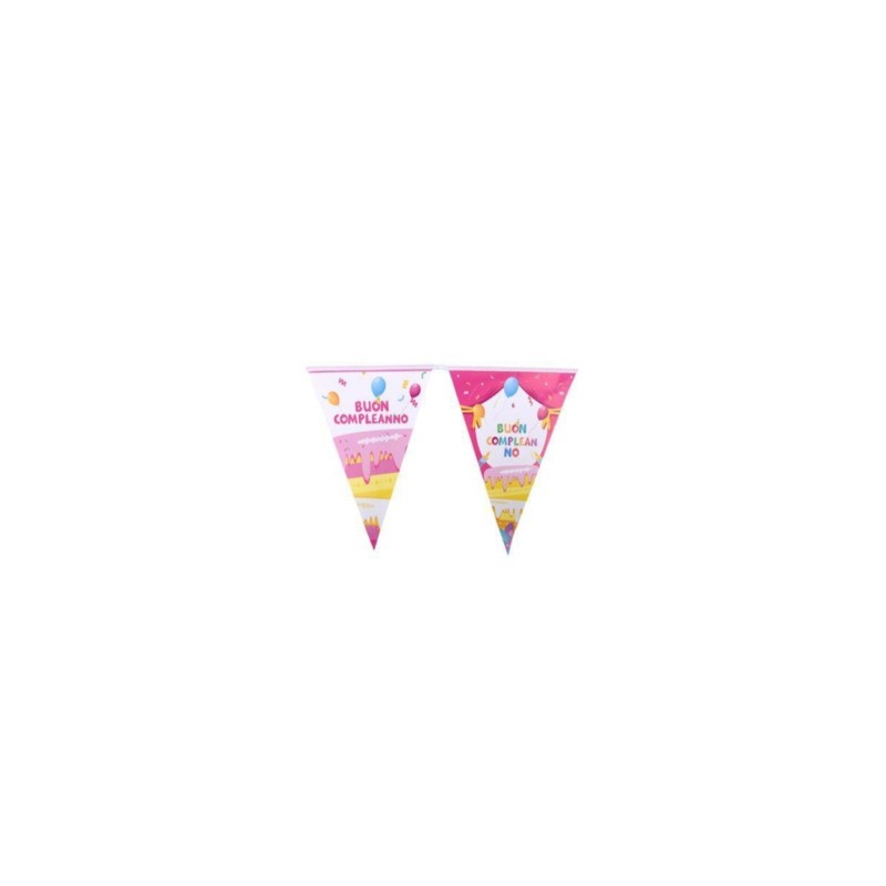 Festone con bandierine triangolari Party Go H.30 cm x 10 m rosa AA0079-T (Conf.3)