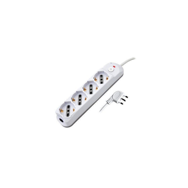 Multipresa schuko/bipasso MKC cavo da 1,5 m con interruttore 4 posizioni bianco/grigio - 492518888