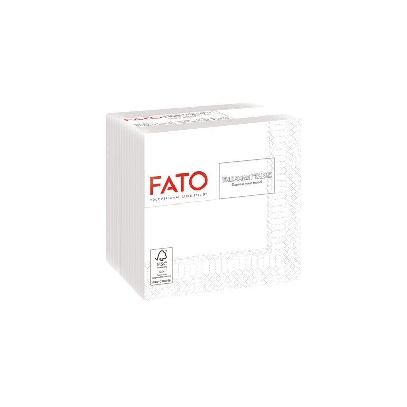 Tovaglioli piegati 2 veli Fato Smart Table pura cellulosa 24x24 cm bianco - conf. 100 pz - 82220003
