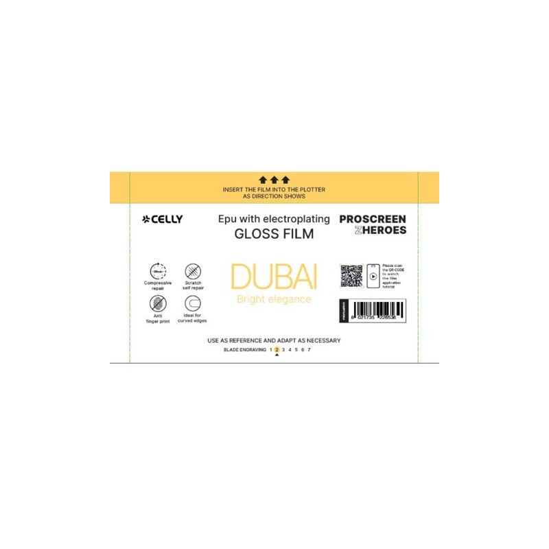 Pellicola protettiva per Smartphone Celly Dubai Glossy Electric Plate - conf. 20 pz - PROFILMPRO20