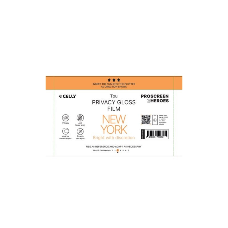 Pellicola protettiva per Smartphone Celly New York Glossy - conf. 5 pz - Pro Privacy - PROFILMPRO5PRIV