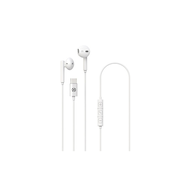 Auricolari a filo Celly UP1100 con connettore USB-C - bianco UP1100TYPECWH