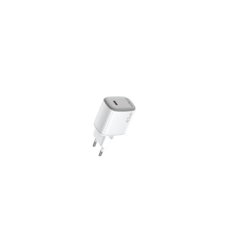 Caricatore da parete ad alta velocità Celly GaN 45W con 1x USB-C bianco UPTC1USBC45WWH