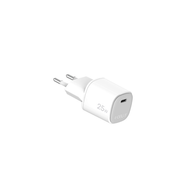 Caricatore da parete Celly GaN 25W con 1x USB-C - bianco UPTC1USBC25WWH
