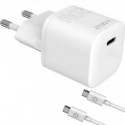Caricatore da parete Celly USB-C + cavo USB-C / USB-C in gomma - bianco PC2TC20WUSBCCAB
