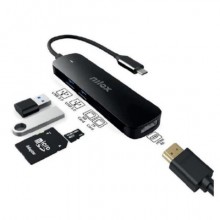 Docking station USB-C 5 in 1 Nilox Tech 1x HDMI 4K + 1x SD + 1x MicroSD + 2x USB-A 3.2 nero - NXDSUSBC05