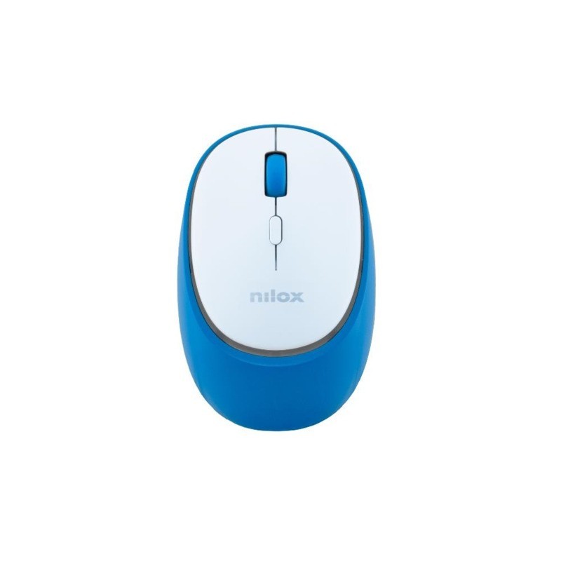 Mouse ottico wireless dual Nilox Tech ricaricabile tramite porta USB-C 1600 DPI 4 tasti - bianco/blu - NXMDWS103