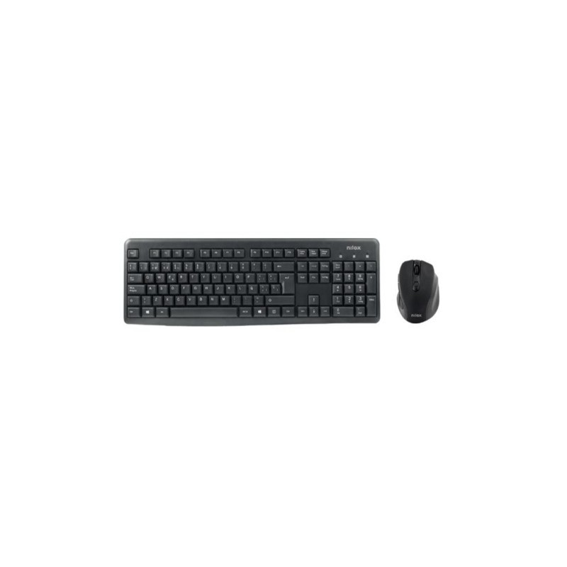 Set tastiera e mouse wireless Nilox Tech 2,4 Ghz layout italiano 1000 DPI colore nero - NXKMWI0002
