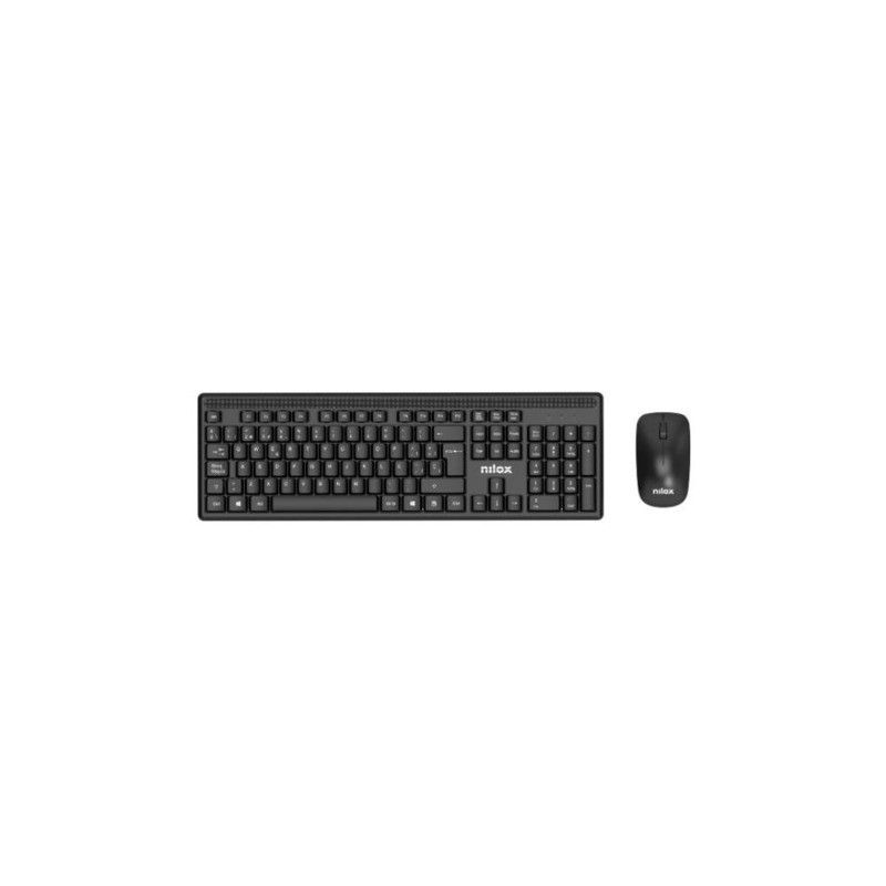Set tastiera e mouse wireless Nilox Tech 2,4 Ghz layout italiano 1600 DPI colore nero - NXKMWIT011