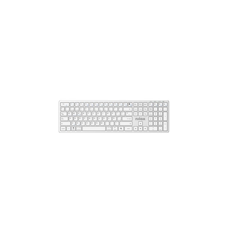 Tastiera wireless dual Nilox Tech compatibile MacOS ricaricabile via USB-C layout italiano colore bianco - NXKBWI1S