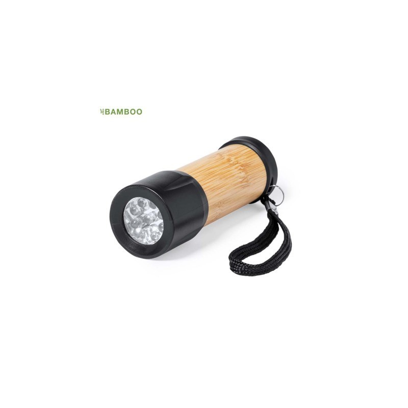 Torcia Freddie in bambù e ABS 9 led nera 10 cm - 20194