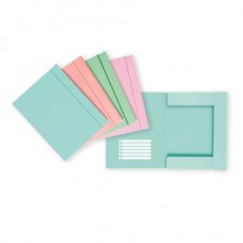 Cartella a 3 lembi con elastico Favorit 24,5x33 cm dorso 1 cm - conf. 12 pezzi in colori assortiti pastello - 400207015