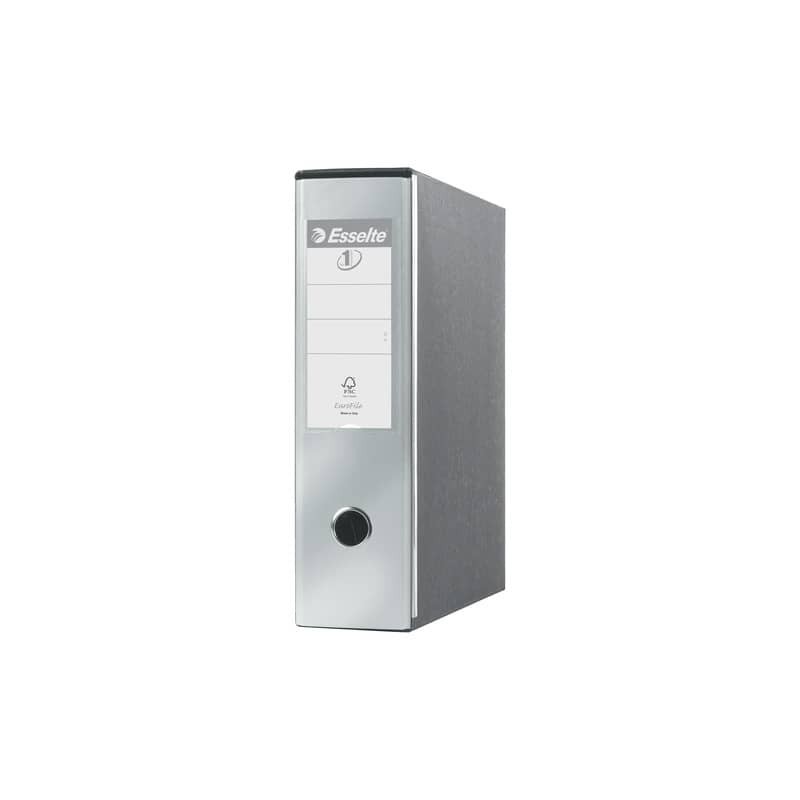 Registratore con custodia Esselte G53 Eurofile commerciale Dorso 8 cm cartone rivestito PP grigio metallizz.-390753970