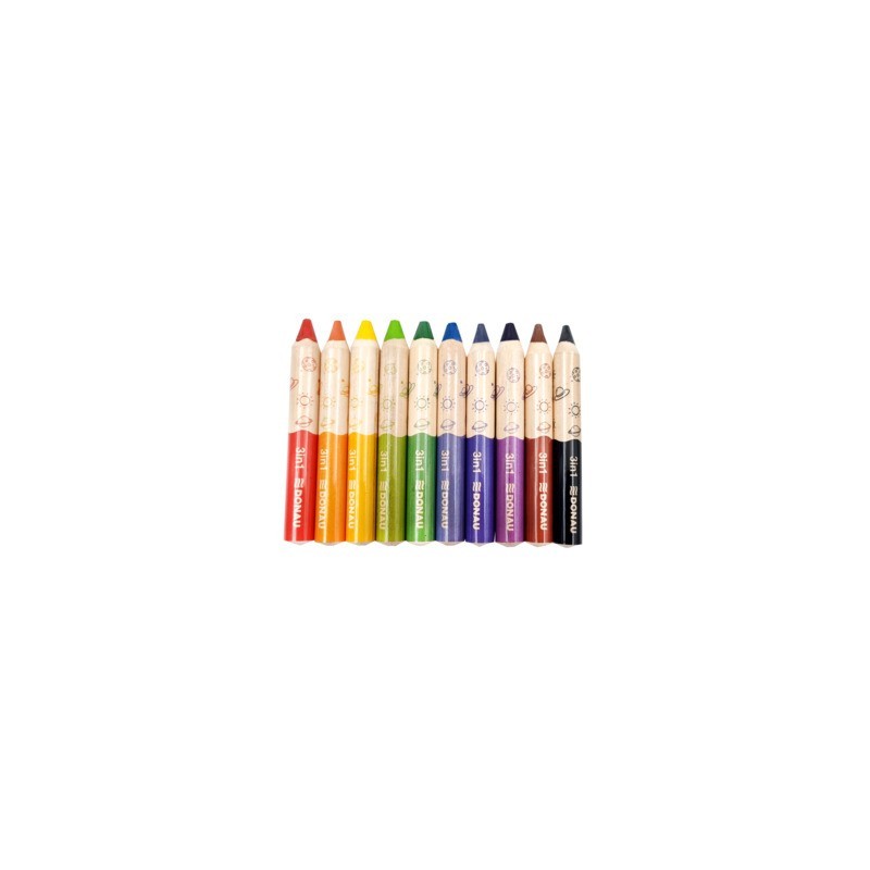 Matite colorate 3in1 Donau in conf. 10 pezzi assortiti 330468