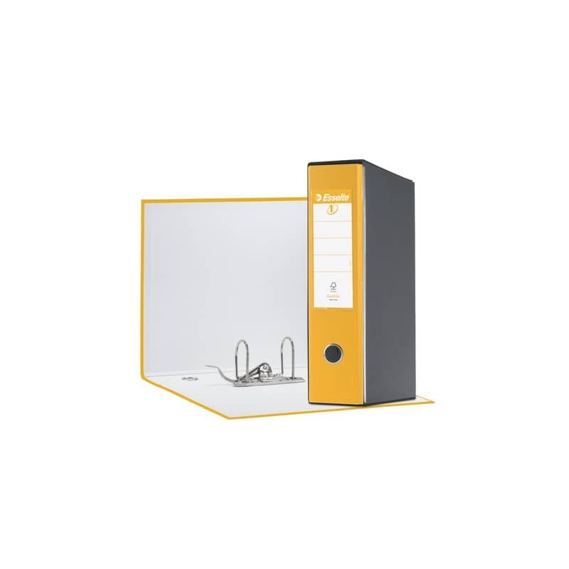 Registratore con custodia Esselte G55 Eurofile protocollo dorso 8 cm cartone rivestito in PP giallo - 390755090