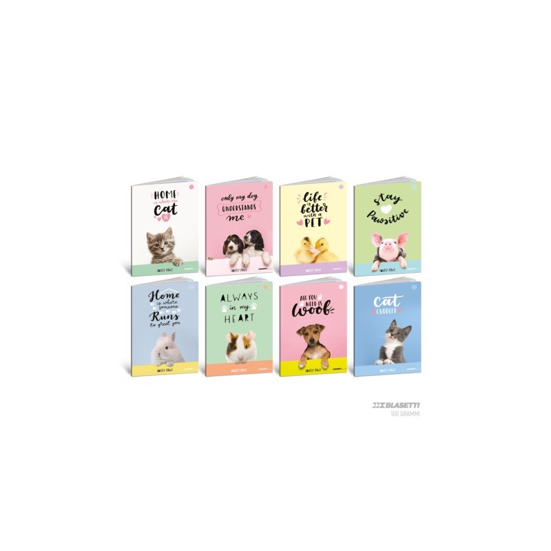 Maxi quaderno Blasetti Lovely Paws A4 - 100 g/m² - 18+1 ff - 4M - conf. 10 pezzi 9279