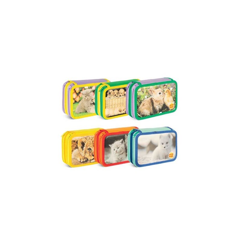 Astuccio a 3 zip Monikids Puppies in conf. da 12 pezzi fantasie assortite 32NIK214