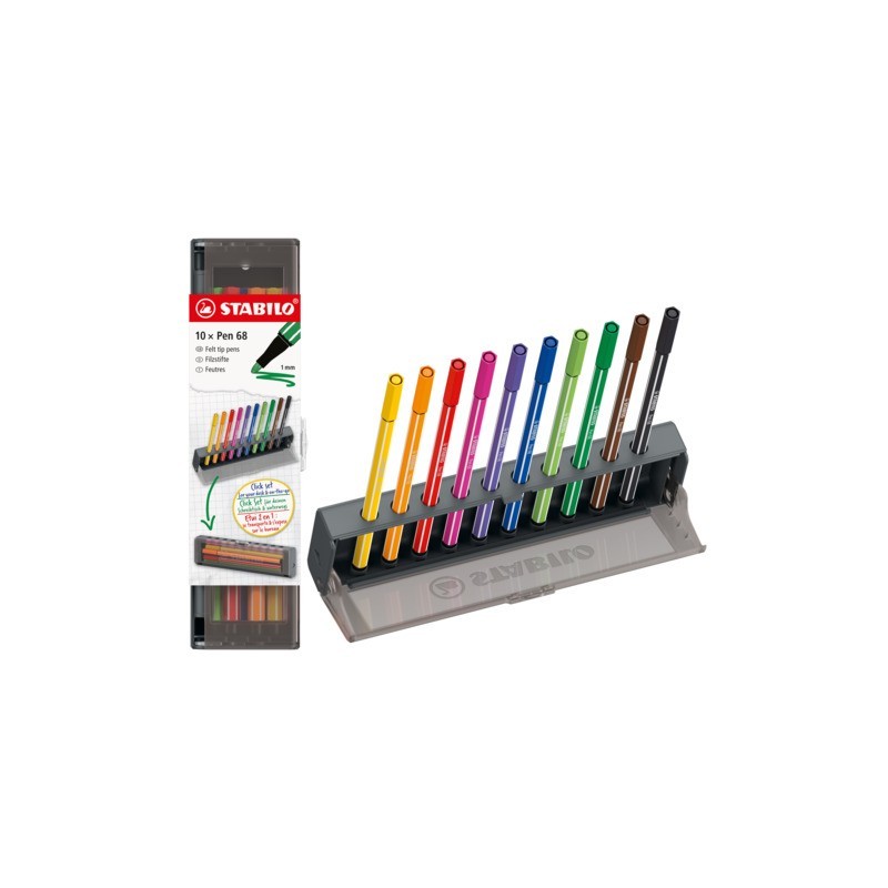 Click set 10 pennarelli Stabilo Pen 68 tratto 1 mm in colori assortiti - 6810-7