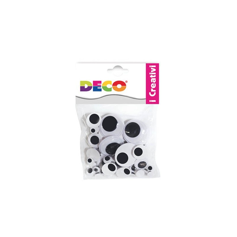 Occhi mobili adesivi Deco tondi - conf. 50 pezzi - formati assortiti 11495