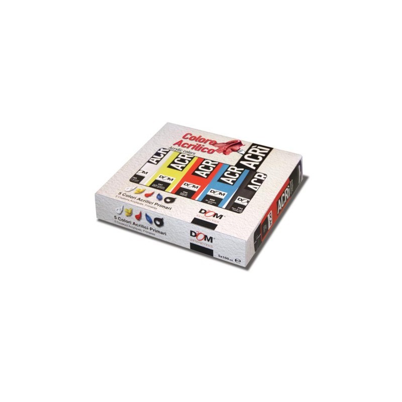 Colore acrilico in tubetto Dom 100 ml conf. 5 pezzi colori primari 11535/a5