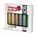 Colore acrilico in tubetto Dom 100 ml conf. 5 pezzi colori metallizzati 11535/a5m