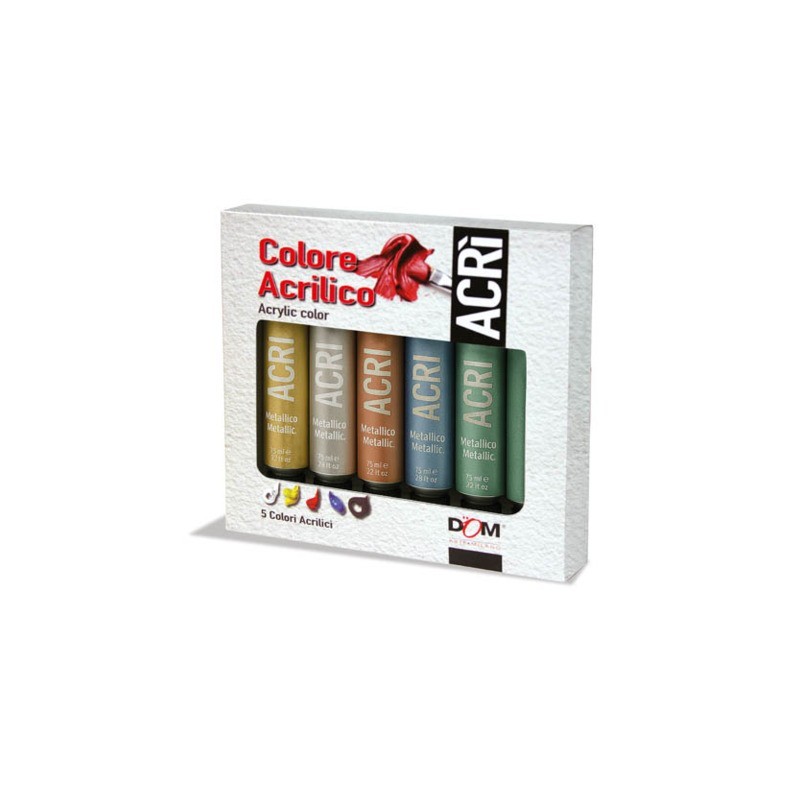 Colore acrilico in tubetto Dom 100 ml conf. 5 pezzi colori metallizzati 11535/a5m