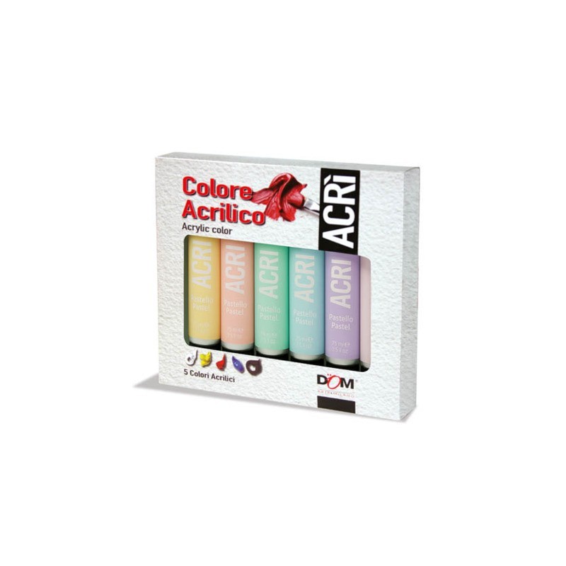 Colore acrilico in tubetto Dom 100 ml conf. 5 pezzi colori pastello 11535/a5p
