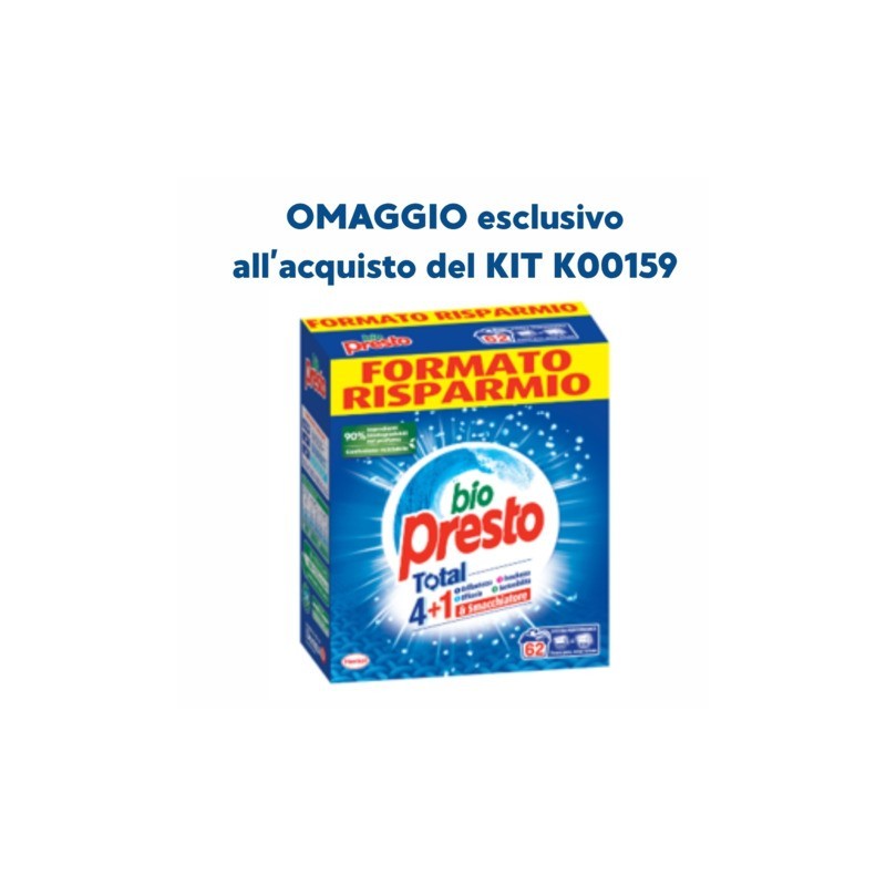 Detersivo lavatrice in polevere Bio Presto 62 lavaggi in OMAGGIO al KIT K00159 - 2956351