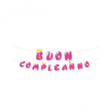 Festone Buon Compleanno Party Go H.23x300 cm rosa AA0080-T (Conf.3)