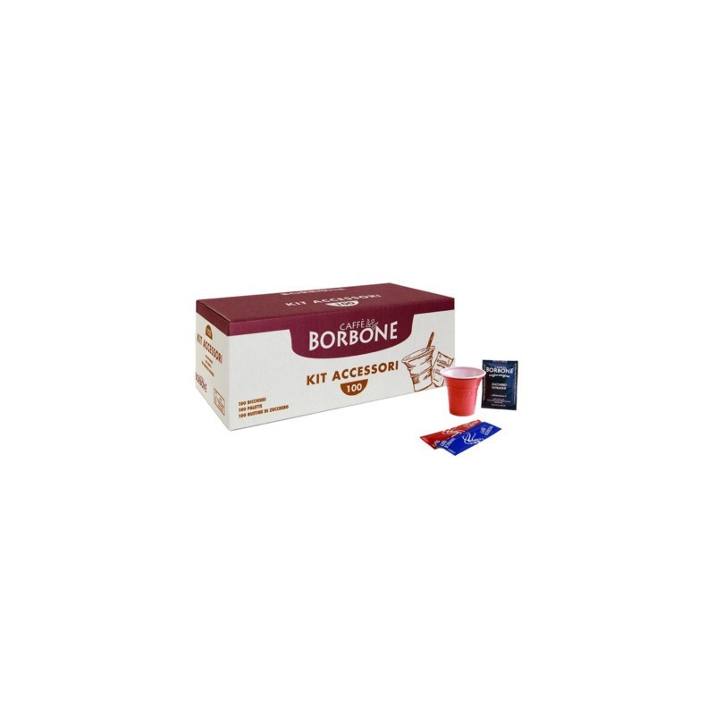 Kit accessori 100 Caffè Borbone bicchieri + palette + bustine - 300 pezzi - MASTERBORBONE100