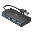 Hub slim USB-A Nilox Tech 4x USB-A 3.2 Gen 1 SuperSpeed fino a 5 Gbps 7,6x4,1x1,1 cm - colore nero - NXHUB403