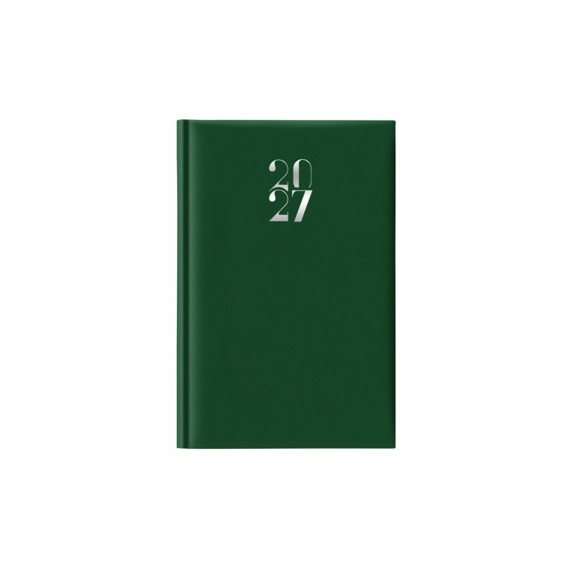 Agenda giornaliera 2027 s/d abbinati Nota Bene copertina gommata 11x16,5 cm verde scuro - 27-205FT-C12