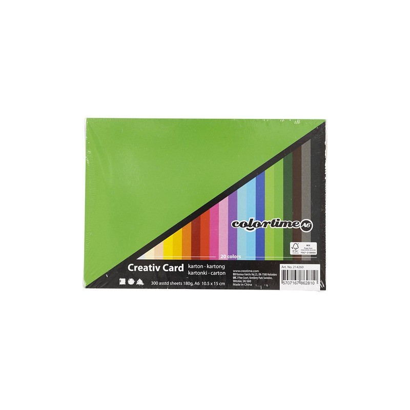 Cartoncino colorato Colortime 180 g/m² - 120 ff A6 - colori assortiti - 214260