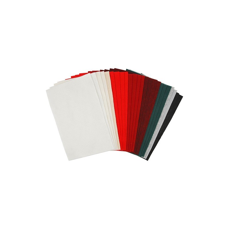 Fogli di feltro formato 20x30 cm - spess. 1,5 mm Creativ Company - 180-200 g/m² - conf. da 24 ff colori natalizi -