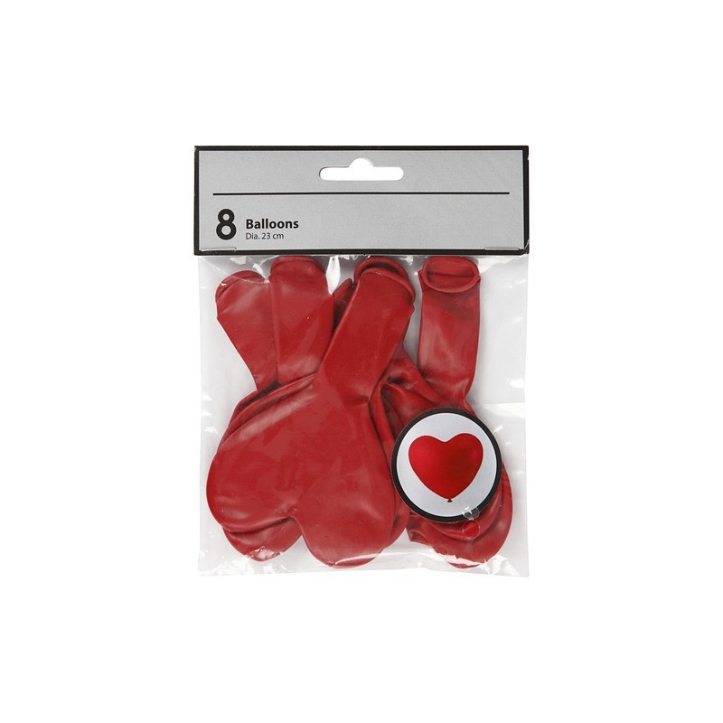 Palloncini a forma di cuore rosso Creativ Company conf. da 8 pezzi 59176