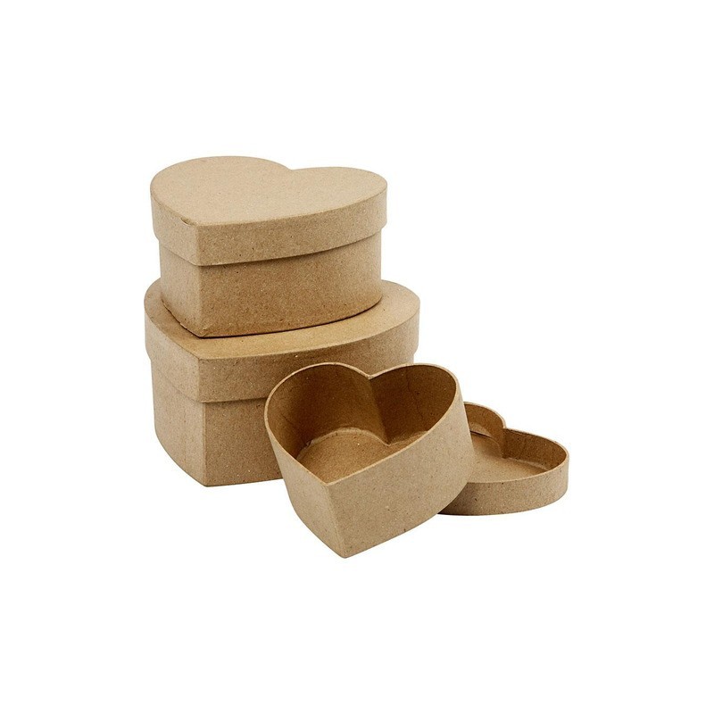 Scatole in cartapesta Creativ Company di varie misure a forma di cuore - conf. 3 pz - 263760
