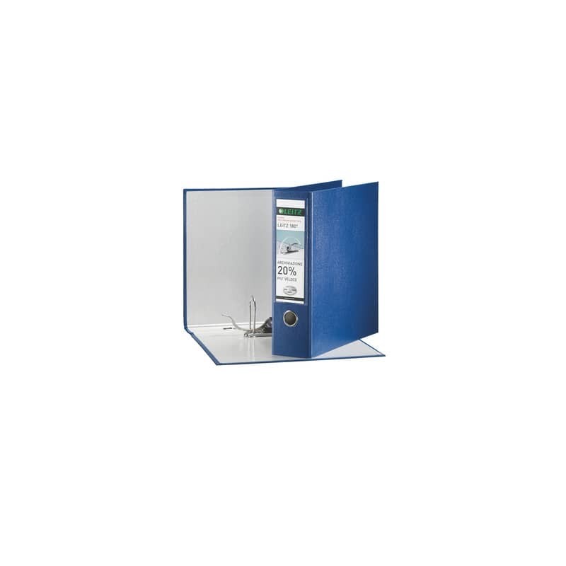 Registratore con custodia Leitz 180° protocollo dorso 8 cm cartone riverstito in polipropilene blu - 390765050