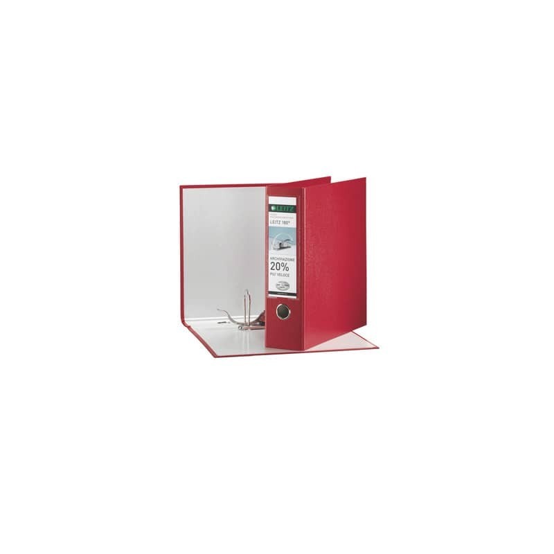 Registratore con custodia Leitz 180° protocollo dorso 8 cm cartone riverstito in polipropilene rosso - 390765160