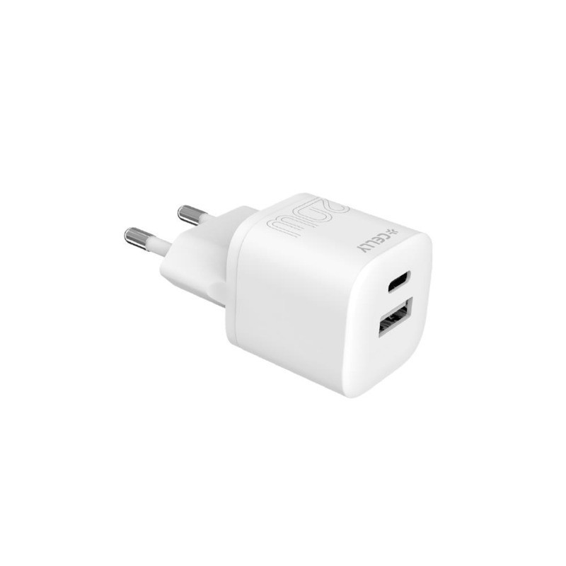 Caricatore da parete Celly USB-C 20W + USB-A 18W bianco PC2TCUSBAUSBCWH