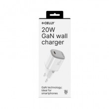 Caricatore da parete Celly UPTC1 GaN 1x USB-C 20W bianco UPTC1USBC20WWH
