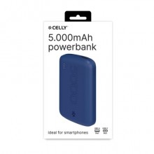 Powerbank compatto Celly PBE EVO 5.000 mAh 1x USB-C + 1x USB-A blu PBE5000EVOBL