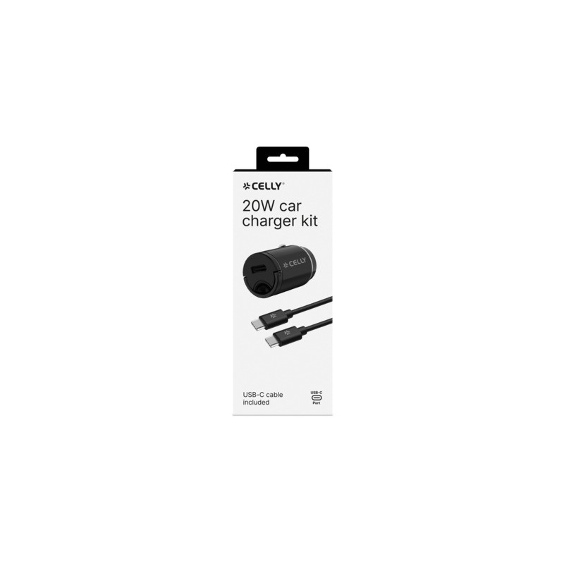 Caricatore per auto Celly USB-C con cavo USB-C/USB-C - 20W nero CCMINITYPEC