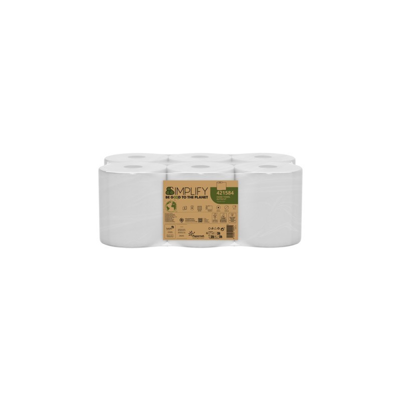 Asciugamani in rotolo Autocut Papernet Simplify a 2 veli - bianco - 130 m - conf. 6 pz - 421584