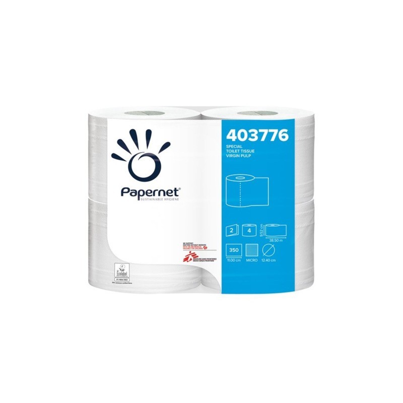 Carta igienica 2 veli in pura cellulosa Papernet bianco - conf. 4 pz - 403776