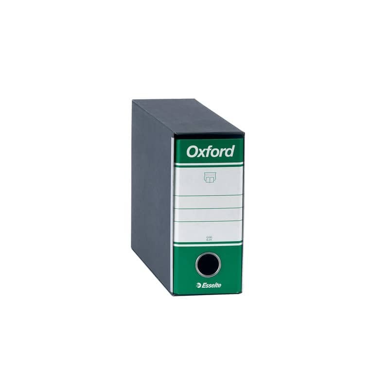 Registratore con custodia Esselte G81 OXFORD memorandum 29,5x19cm - dorso 8 cm verde - 390781180 (Conf.6)