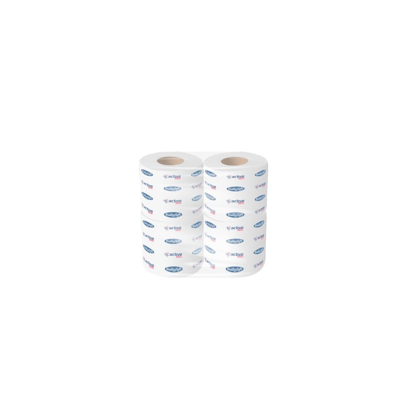 Carta igienica fascettata 2 veli Bulkysoft Active Clean in pura cellulosa bianco - 24 conf. da 4 rotoli cad.